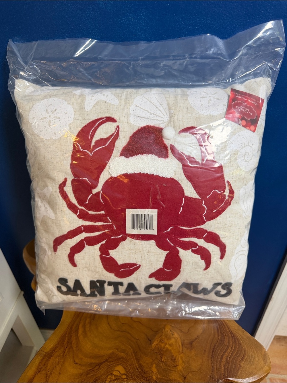 NWT St. Nicholas Square Christmas Santa Claws Decorative Pillow 16”